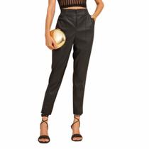 Calça Street Poliuretano PU Com Bolsos Frontal