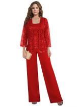 Calça Suporta Petyoo Grandmother of The Bride 3 peças vermelhas 24W Calça Suporta Petyoo Grandmother of The Bride 3 peças vermelhas 24W