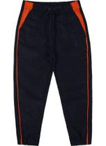 Calça Tactel Preta Listra Laranja