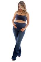 Calça Tati Flare com Fenda Malha Alta