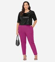 Calça Tecido Favo Plus Size Secret Glam Roxo
