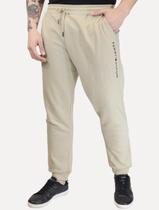 Calça Tommy Hilfiger Masculina Moletom Track Drawstring Vertical Logo Creme
