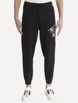 Calça Tommy Jeans Moletom Masculina Spray Logo Preta