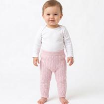 Calça Trançada Tricô Kids Bebê Rosa Claro Calça Trançada Tricô Kids Bebê Rosa Claro