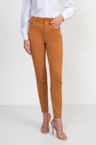 Calça Turmalina Cigarrete Sarja Cotelê Brown Flor De Lis