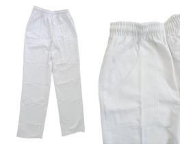 Calça Uniforme Brim Pesado com Elástico e Bolsos Branca - Tamanhos EG e EXG