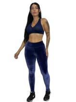 calça veludo molhado legging feminina leg cintura alta TB moda fitness