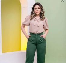 Calça verde lodo de algodão veste Tam 42 de lacra Calça verde lodo de algodão veste Tam 42 de lacra
