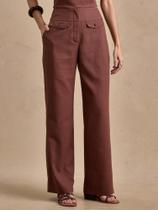 Calça Via Lessa Lucca Reta com Linho Marrom Calça Via Lessa Lucca Reta com Linho Marrom