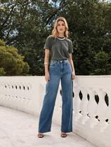 Calça Via Lessa Orlando Modelagem Wide Leg Jeans Médio Calça Via Lessa Orlando Modelagem Wide Leg Jeans Médio