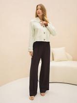 Calça Via Lessa Zarza Pantalona em Viscose Preta Calça Via Lessa Zarza Pantalona em Viscose Preta