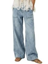 Calça Vidiva Wide Leg com Cós Elástico Jeans Azul Claro