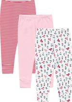 Calça Vira Pé Bebê Feminino Inverno Kit 3 Rosa Cute - Kiko e Kika