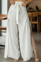 Calça Viscolinho Pantalona Envelope Aberta Do Lado Soltinha Calça Viscolinho Pantalona Envelope Aberta Do Lado Soltinha