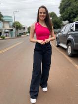 Calça Wide Cargo Fem Vclothing, TAM 40 Cor Preta Calça Wide Cargo Fem Vclothing, TAM 40 Cor Preta