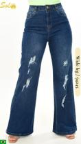 Calça wide leg c/Detalhes Destroyd Lançamento Sol Jeans -94245 Calça wide leg c/Detalhes Destroyd Lançamento Sol Jeans -94245