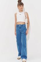 Calça Wide Leg Cargo em Jeans com Elastano