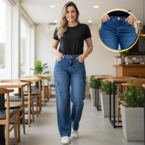 Calça Wide Leg Cargo Feminina Moderna e Confortável Calça Wide Leg Cargo Feminina Moderna e Confortável