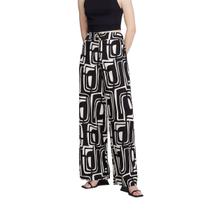 Calça Wide Leg Cintura Alta Em Viscose Dzarm