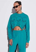 Calca wide leg cintura alta tweety myft feminino