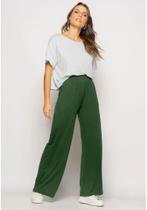 Calça Wide Leg Com Bolso Malha Musgo Salvatore Calça Wide Leg Com Bolso Malha Musgo Salvatore