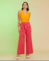 Calça wide leg com detalhes e saia Calça wide leg com detalhes e saia