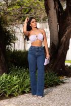 Calça Wide Leg Com Lycra