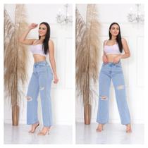 Calça Wide Leg Com Rasgo Calça Wide Leg Com Rasgo