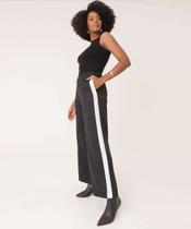 Calça Wide Leg Crepe Feminina Listras Marisa-02000 Calça Wide Leg Crepe Feminina Listras Marisa-02000