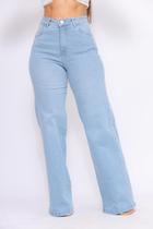 Calça Wide Leg Detalhe Lateral Feminina - Sol Jeans