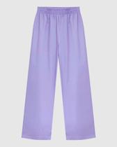 Calça Wide Leg Feminina Cós Elástico Em Tricoline Calça Wide Leg Feminina Cós Elástico Em Tricoline