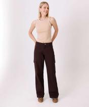 Calça Wide Leg Feminina Sarja Cargo Marisa-11153