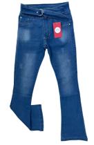 Calça wide leg infantil feminina juvenil larguinha jeans cintura alta