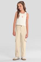 Calça wide leg infantil menina em sarja Brandili