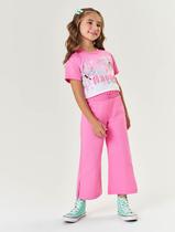 Calça Wide Leg Infantil Menina Em Sarja Rosa Mundo Cinti Calça Wide Leg Infantil Menina Em Sarja Rosa Mundo Cinti