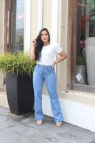 Calça wide leg jeans claro Calça wide leg jeans claro