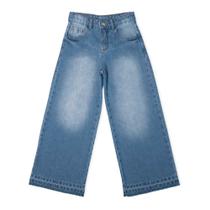 Calça Wide Leg Jeans Infantil Feminina Azul Jeans - Mania Kids