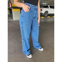 Calça Wide Leg jeans marmorizada Pantalona boca larga cintura alta premium Calça Wide Leg jeans marmorizada Pantalona boca larga cintura alta premium