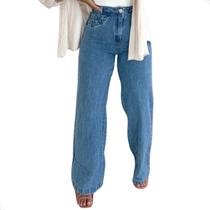 Calça Wide Leg Jeans Pantalona Modelo Novo Larga Na Perna