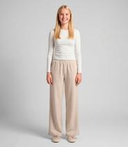 Calça Wide Leg Juvenil Em Moletom Minty Bege