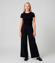 Calça Wide Leg Juvenil Em Moletom Minty Preto Calça Wide Leg Juvenil Em Moletom Minty Preto