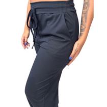 Calça Wide Leg Malha Canelada Calça Pantalona Feminina M ao GG Com Cordão Ajustável