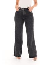 Calça Wide Leg Marmorizada Cinza/Chumbo Feminina Jeans Premium Cintura Alta Pantalona Calça Wide Leg Marmorizada Cinza/Chumbo Feminina Jeans Premium Cintura Alta Pantalona