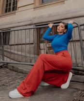 Calça wide leg moletinho