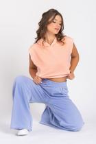 Calça Wide Leg Moletom Lilás Peluciada