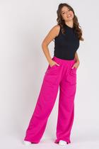 Calça Wide Leg Moletom Pink Peluciada Calça Wide Leg Moletom Pink Peluciada