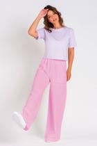 Calça Wide Leg Moletom Rosa Peluciada Calça Wide Leg Moletom Rosa Peluciada