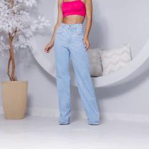Calça Wide Leg Pantalona Jeans Feminino Destroyed