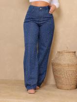 Calça wide leg plus size de brilho strass Calça wide leg plus size de brilho strass