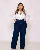 Calça Wide Leg Plus Size Jeans Shyros